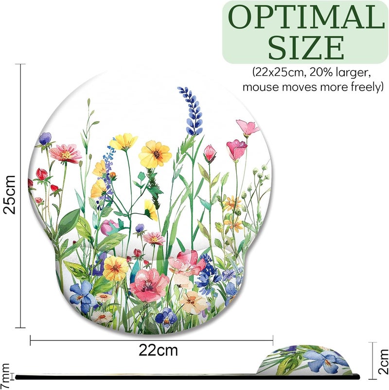 LIMKRIAN Flower Ergonomic Mouse Pad with Wrist Rest, Gaming Computer Mouse Pad Wrist Support with Non-Slip Pain Relief PU Base, Funny Mouse Pads for Desk Work, Cute Office Desk Decor Accessories - Image 4
